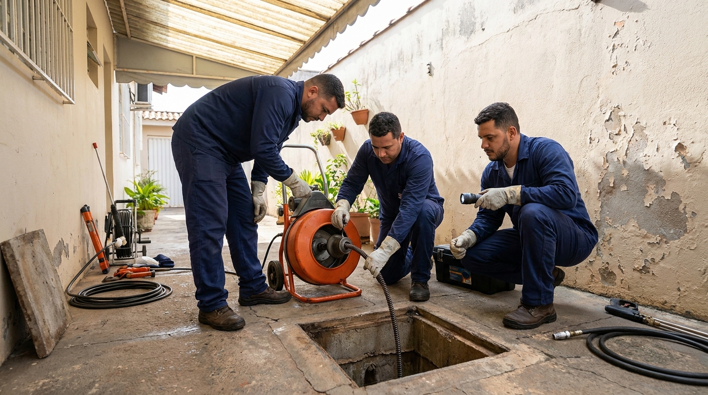 Desentupimento de esgoto com hidrojateamento em Diadema‑SP
