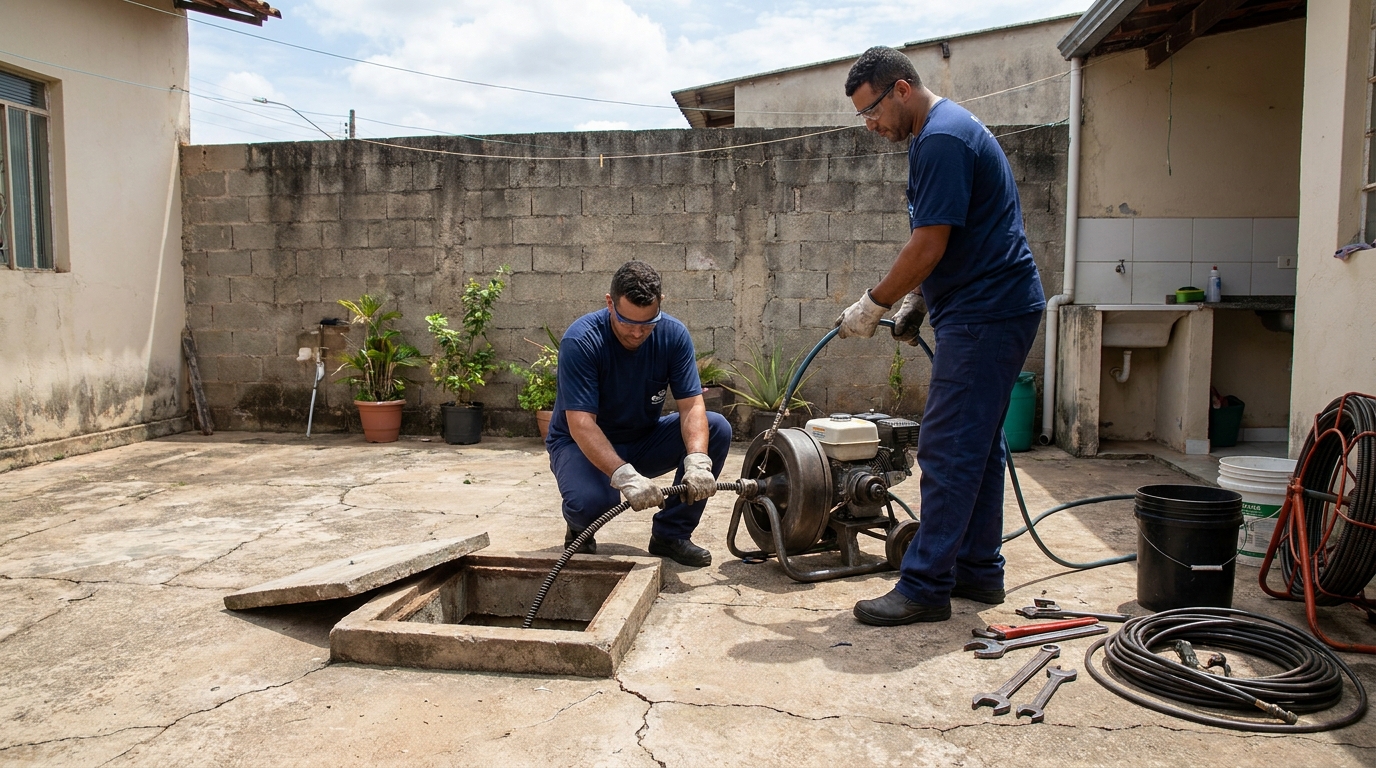 Desentupimento de esgoto residencial em Diadema‑SP