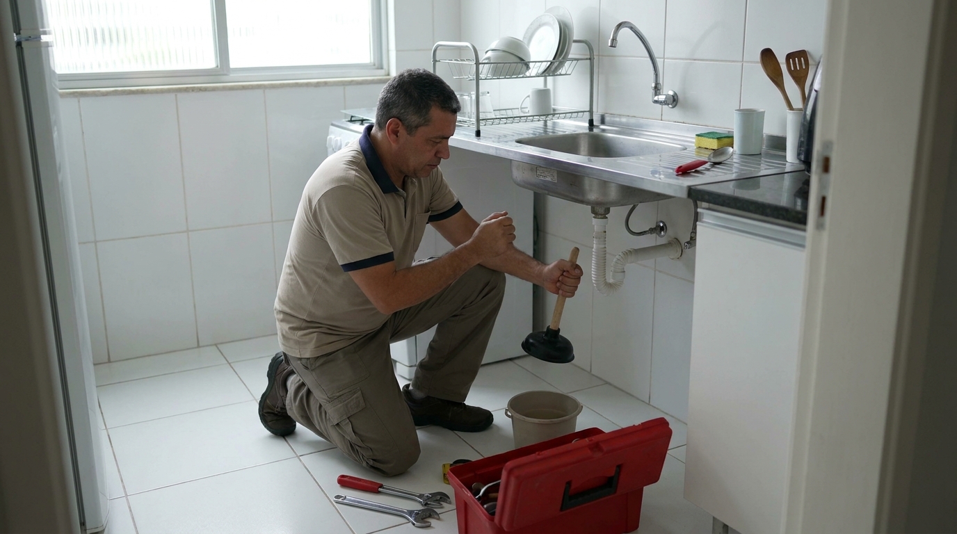 Desentupimento de pia residencial em Diadema‑SP