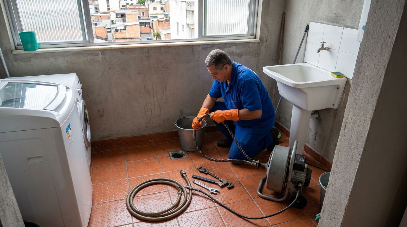 Desentupimento de ralo com equipamento em Diadema‑SP