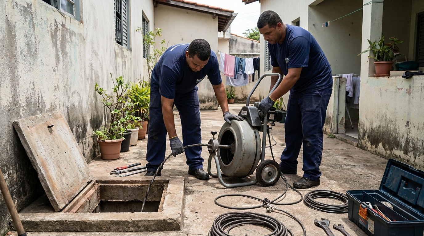 Desentupimento de rede de esgoto em Diadema‑SP