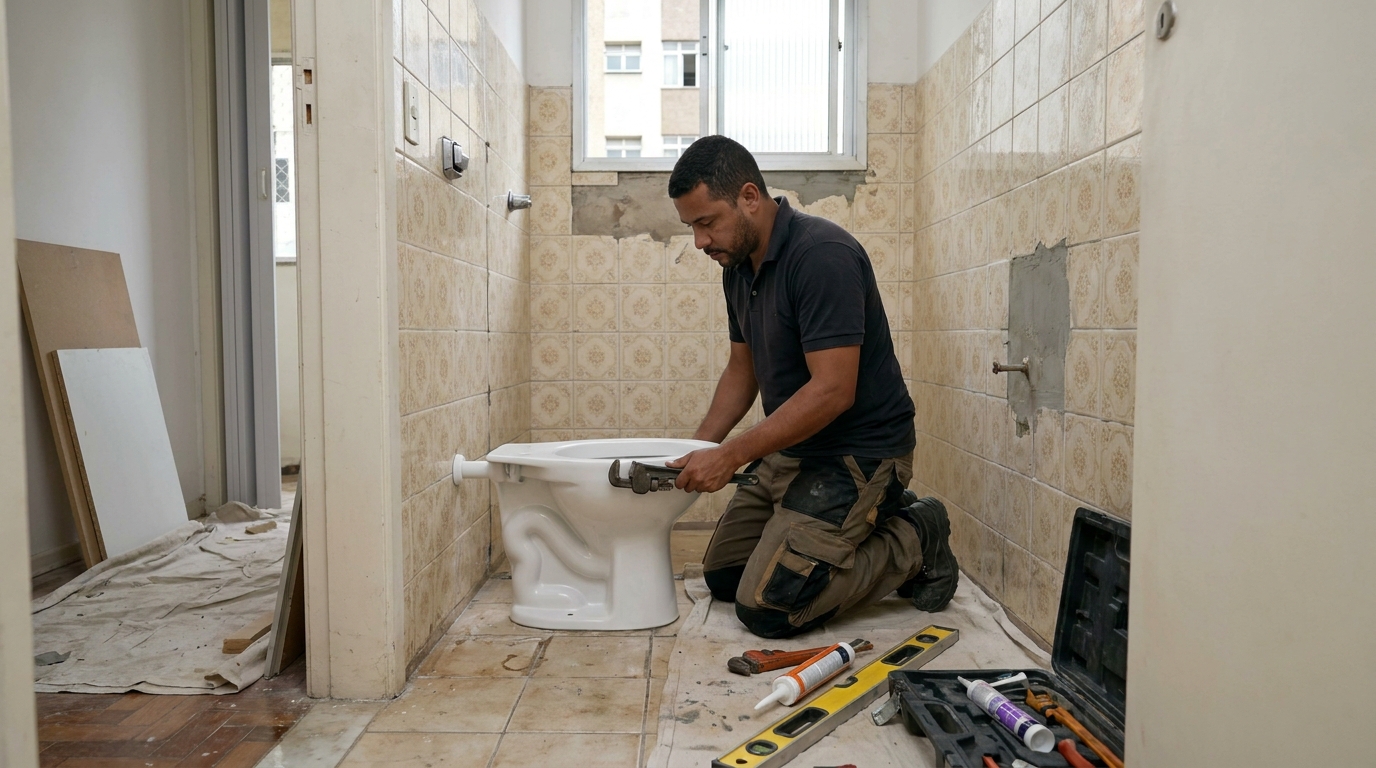 Instalação de vaso sanitário profissional em Diadema‑SP