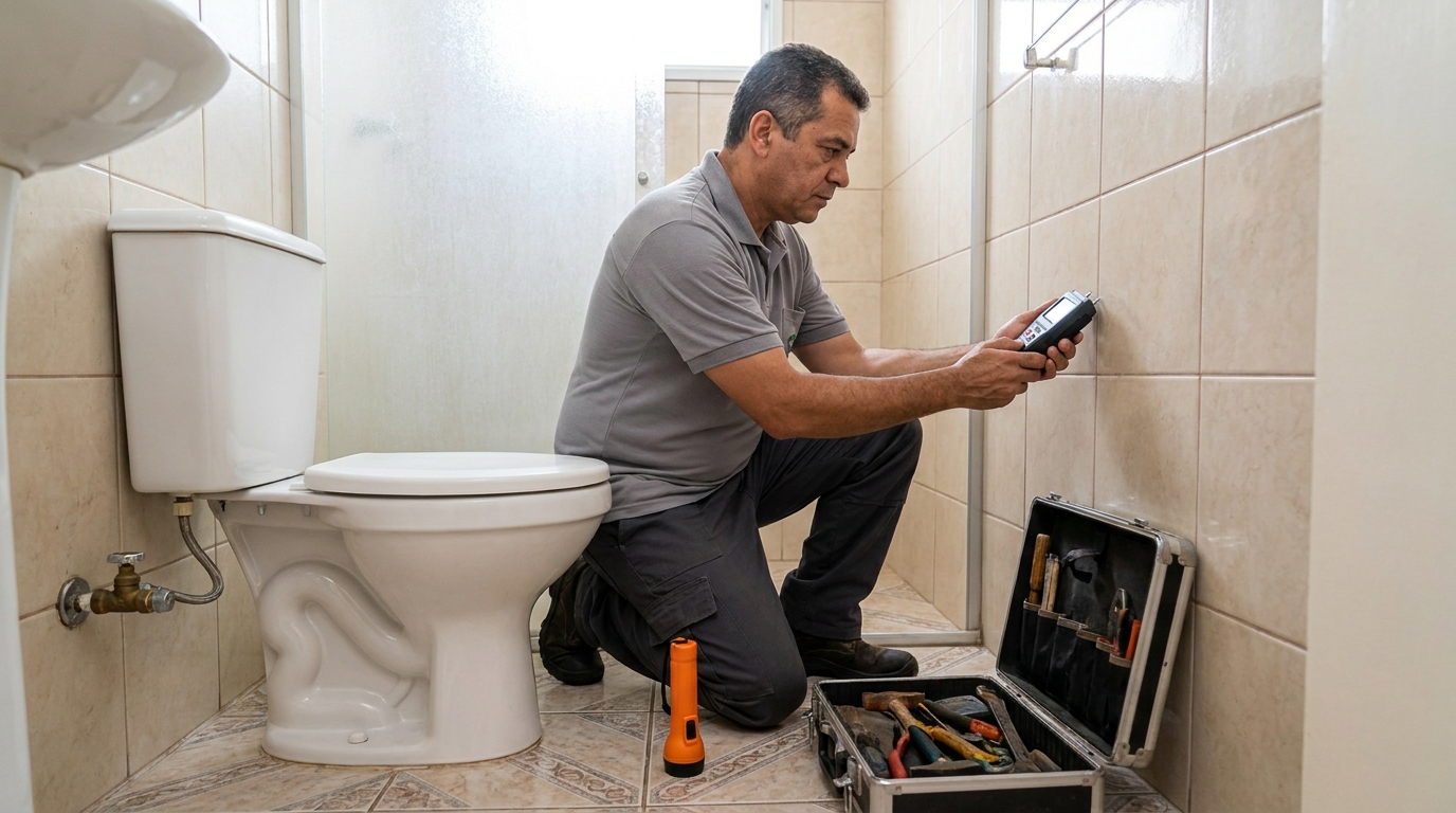 Técnico de caça vazamento com detector em Diadema‑SP
